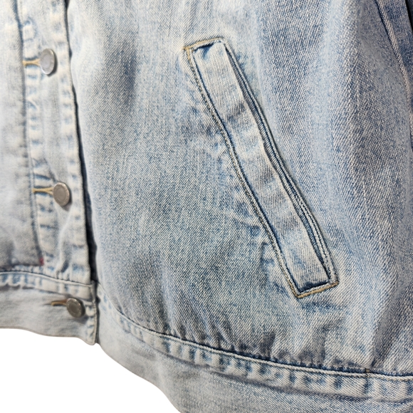 Vintage Sherpa Lined Denim Jacket Women's Size Medium Trucker Jean Coat Workwear - Picture 4 of 16